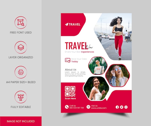 Red Travel sale and Booking Hotel flyer Template