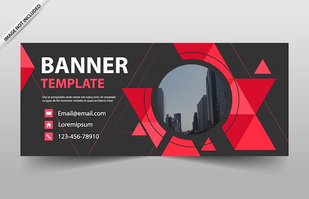 Red triangle business banner design template 