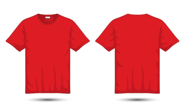 Vector red tshirt mockup front and back view vector illustration