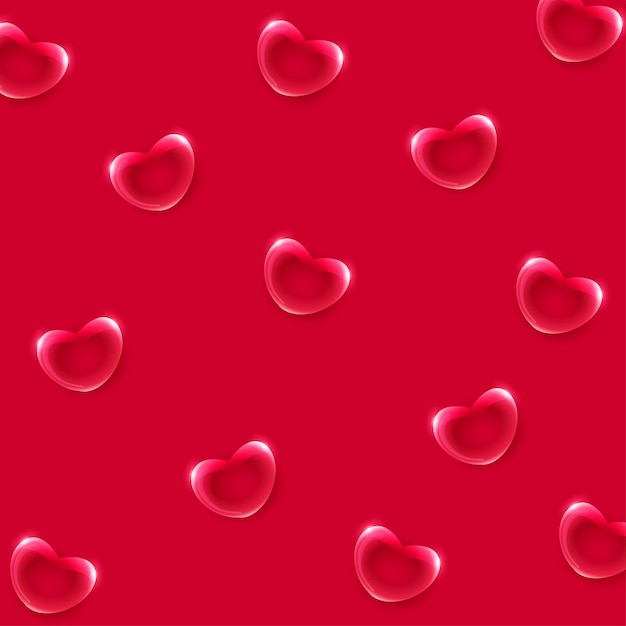 Red Valentine Season Small Glass Effect Hearts Pattern Background  Free Vector