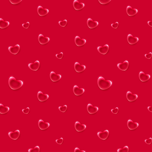 Red Valentine Season Small Glass Effect Hearts Pattern Background  Free Vector