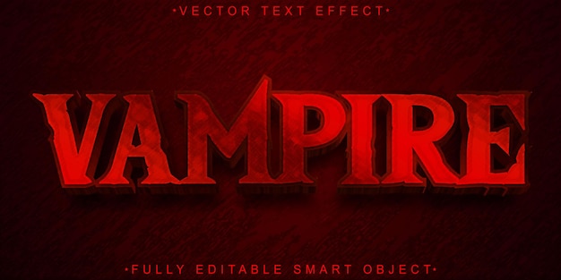 Vector red vampire horror vector fully editable smart object text effect