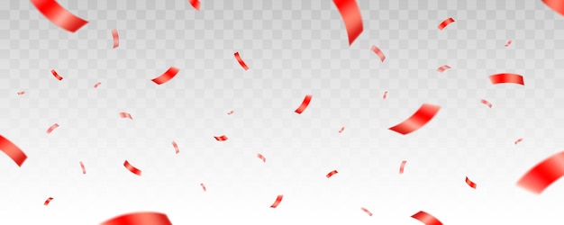 Red vector confetti isolated on horizontal transparent background Exploded falling confetti