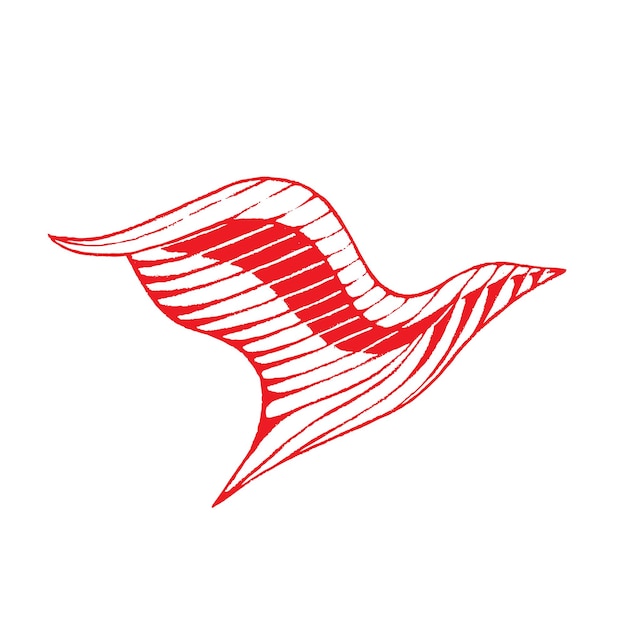 Red Vectorized Ink Sketch of Eagle Illustration