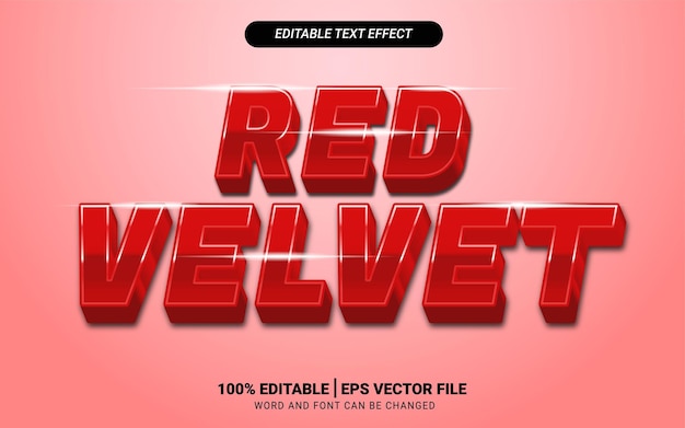 Red velvet 3d editable text effect template design vector