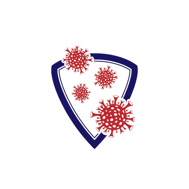 Red virus symbol shield outline