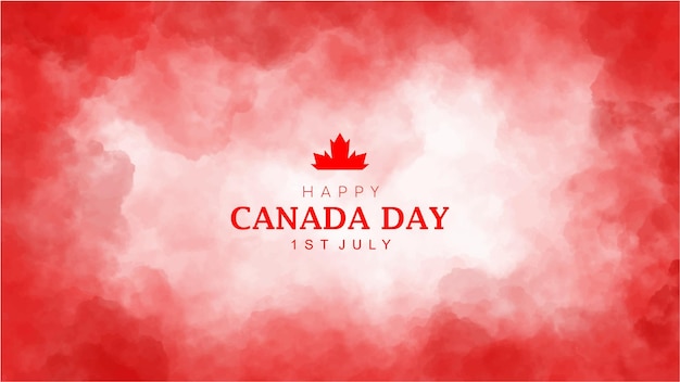 Vector red watercolor hand painted background design for canada day