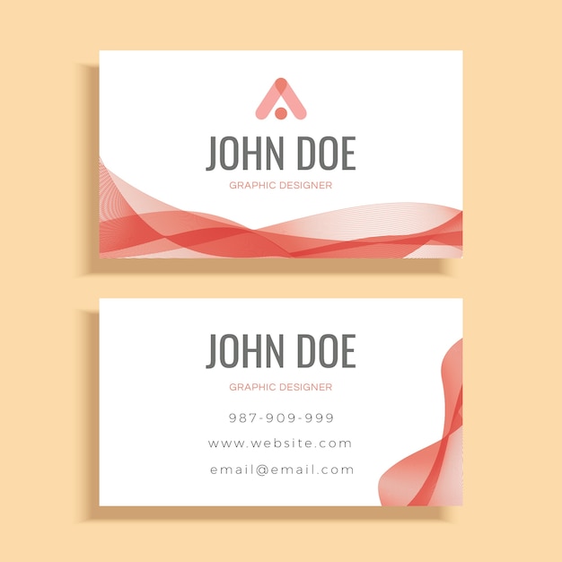 Red Wave Business Card Template Design