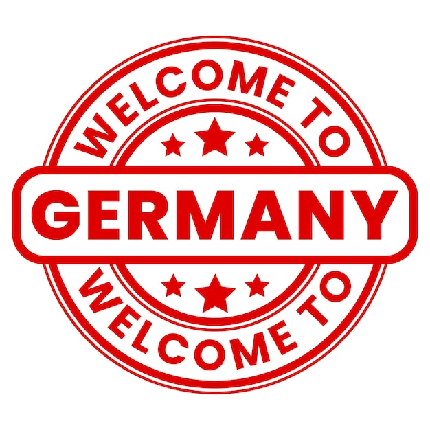 Red Welcome To Germany Sign, Stamp, Sticker with Stars vector illustration