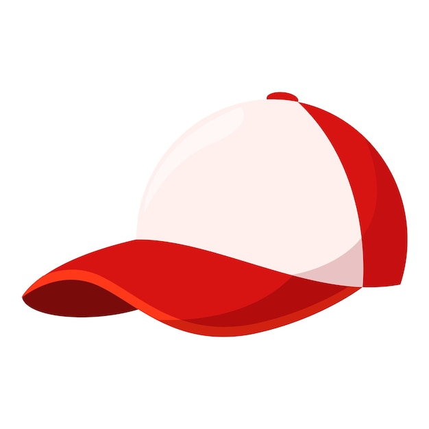 Vector red and white baseball cap lying on a surface