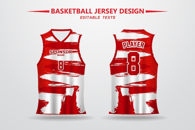 Red and White Basketball jersey design