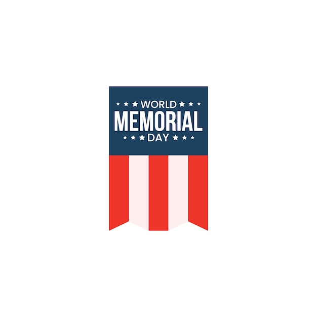 A red white and blue banner with the words world memorial day on it