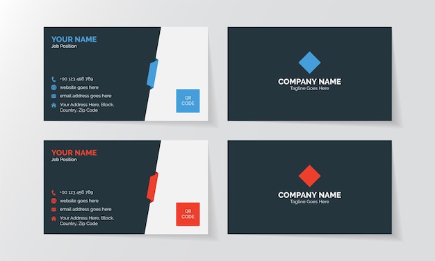 Red and White Business Card, Creative Professional Modern Visiting Card Design Template