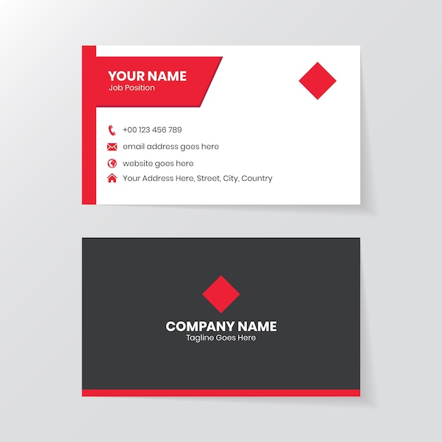 Red and White Business Card Design Professional Visiting Card Template