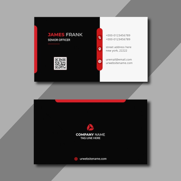 Red and white business card template