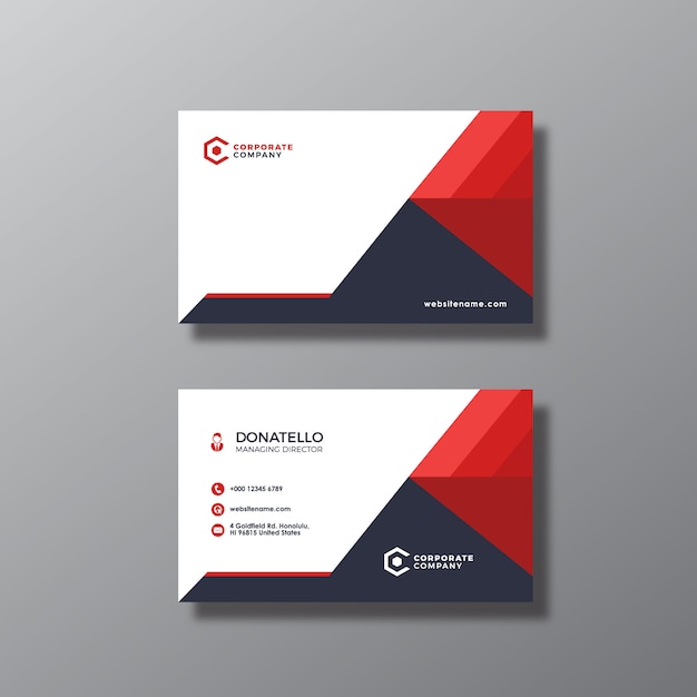 Red and white business card