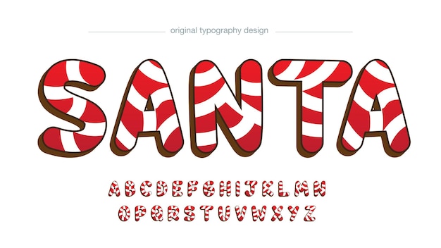 Red and white christmas candy cane font