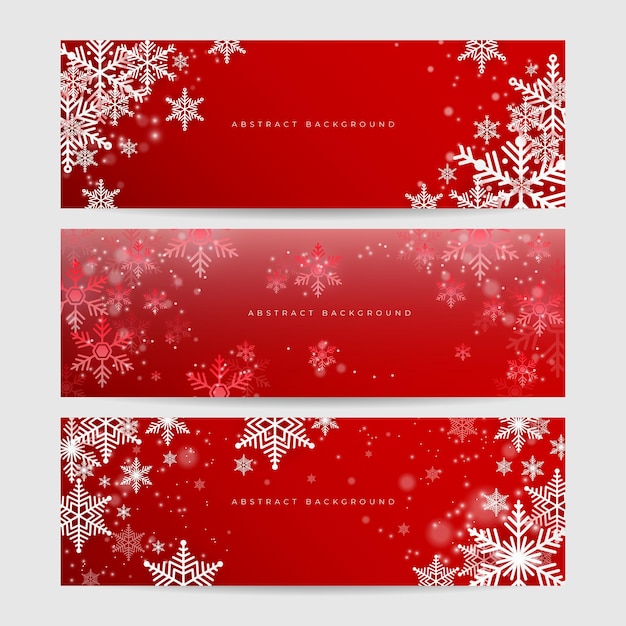 Red and white christmas snowflake banner background with text space