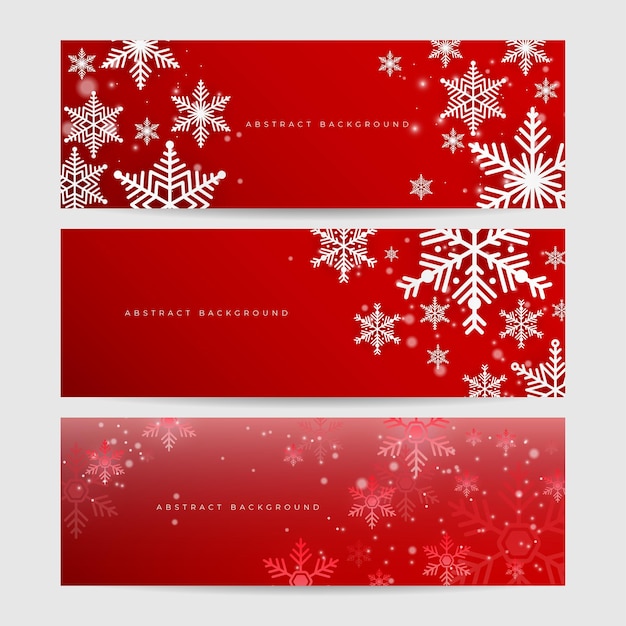 Red and white christmas snowflake banner background with text space