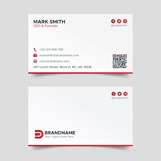 Red and White Corporate Business Card Design Template