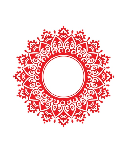 a red and white design is displayed in a white background