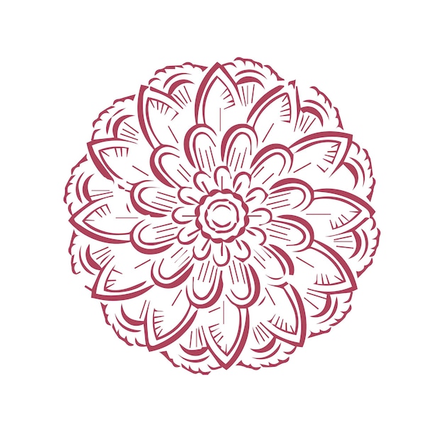 a red and white design with a red flower on it