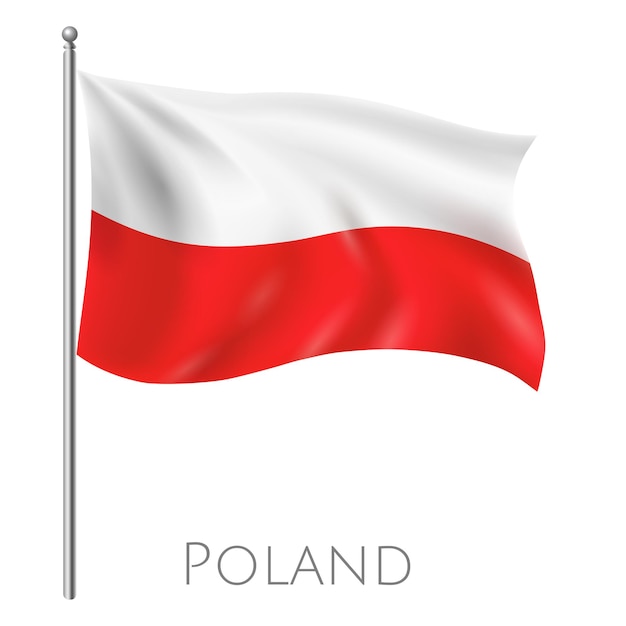 A red and white flag of Poland is flying in the air