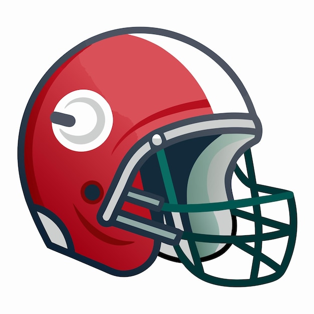 Vector a red and white football helmet with a white logo on it