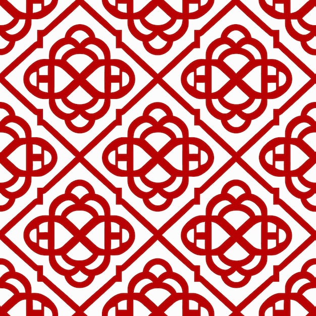 A red and white geometric pattern that is printed in the style of the japanese style.