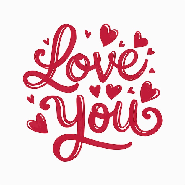 Vector a red and white heart with the words love you on it