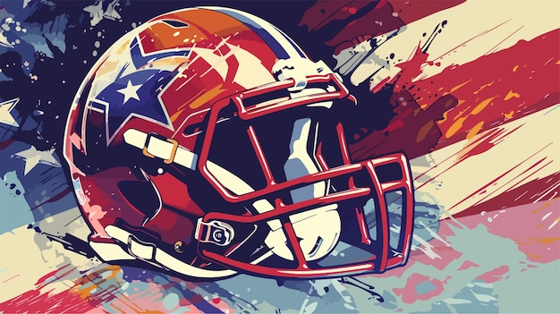 Vector a red and white helmet with the american flag on it