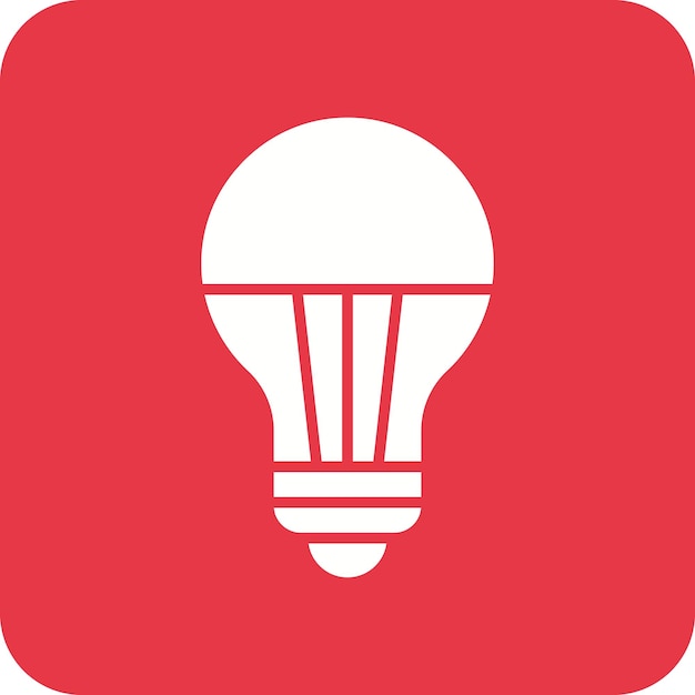 a red and white light bulb with a red background