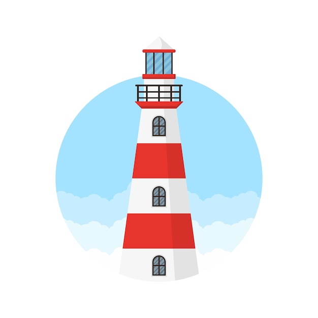 red and white lighthouse logo design template