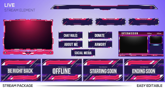 Red and White live stream element design