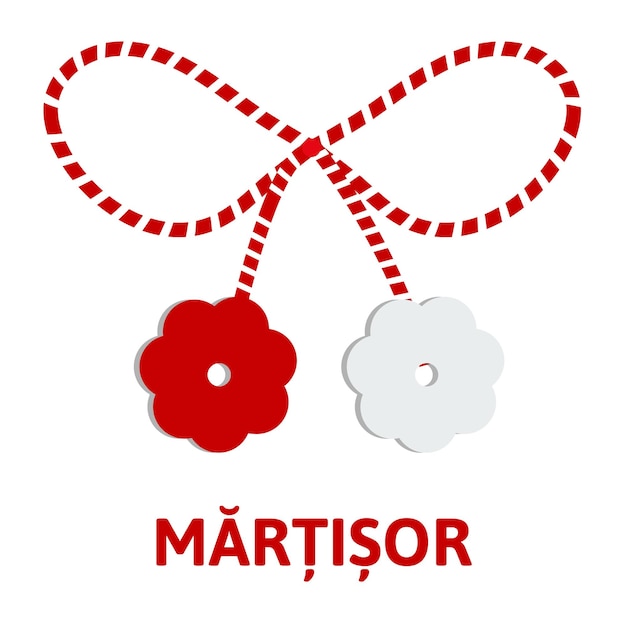 Red And White Martisor 1 March Spring Celebration Traditional Vector Romania