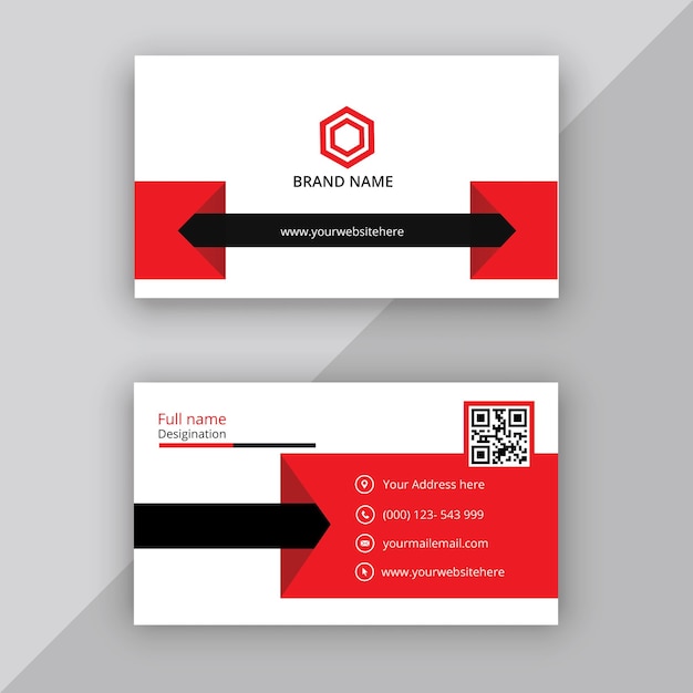 Red and white modern business card template Premium Vector