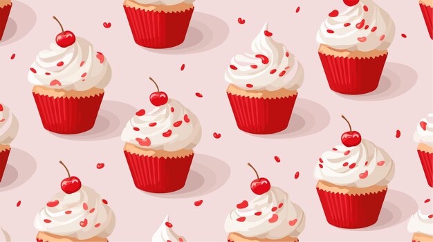 Red and White Patterned Muffin Birthday Cupcakes