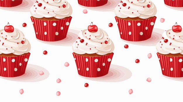 Red and White Patterned Muffin Birthday Cupcakes