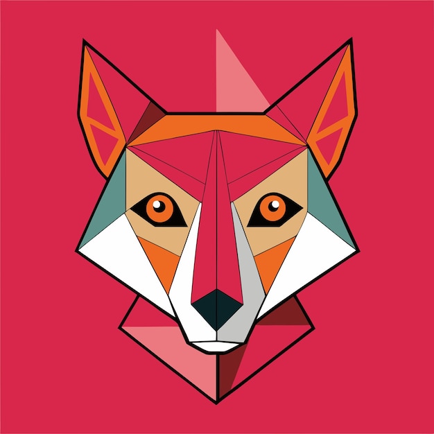 Vector a red and white picture of a fox with a red background