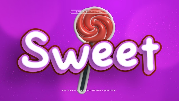 Red white and purple violet sweet 3d editable text effect font style