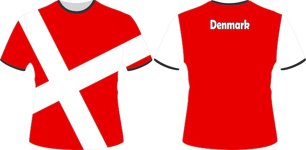 A red and white shirt that says Denmark Flag on it