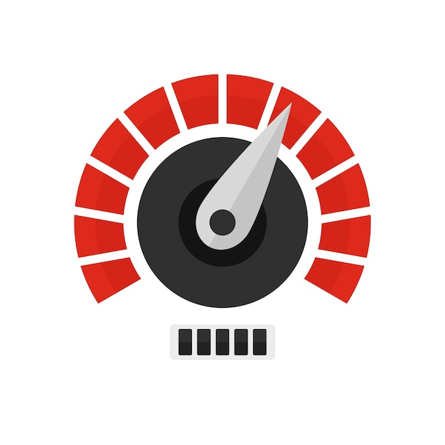 Red white speedometer icon Flat illustration of red white speedometer vector icon for web isolated on white