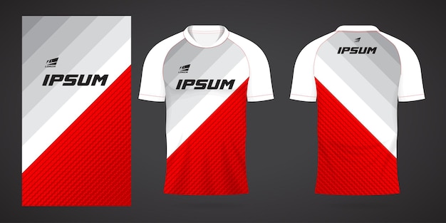 red white sports jersey template for team uniforms and Soccer t shirt design