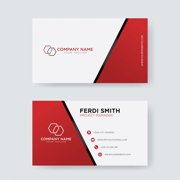 Red White Square Business Card