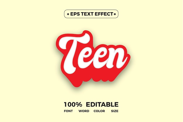 A red and white teen text effect with a red background.