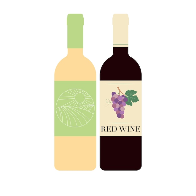 Red and white wine bottle elements