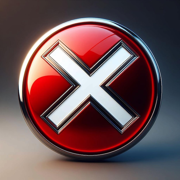 a red and white x sign that is on a black background