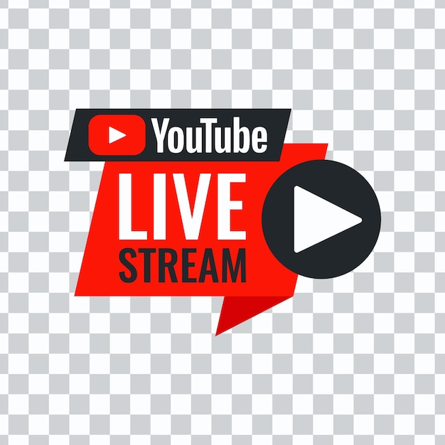 A red and white youtube logo with a white button that says youtube live stream