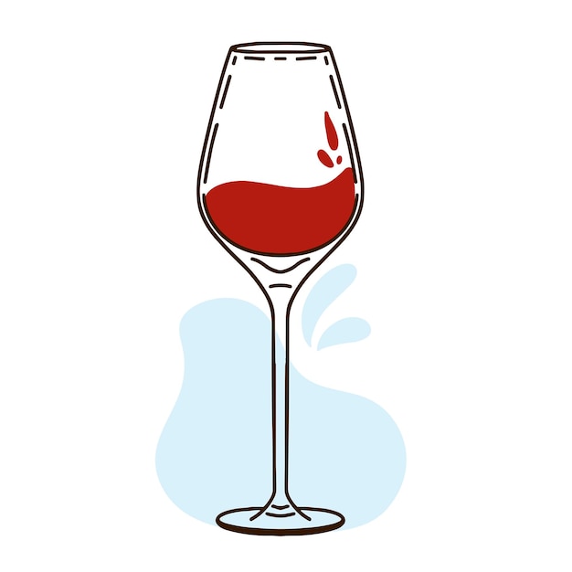 Red wine glasses in hand drawn vintage style