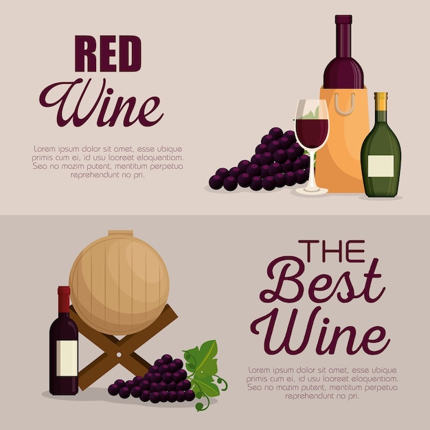 red wine set icons